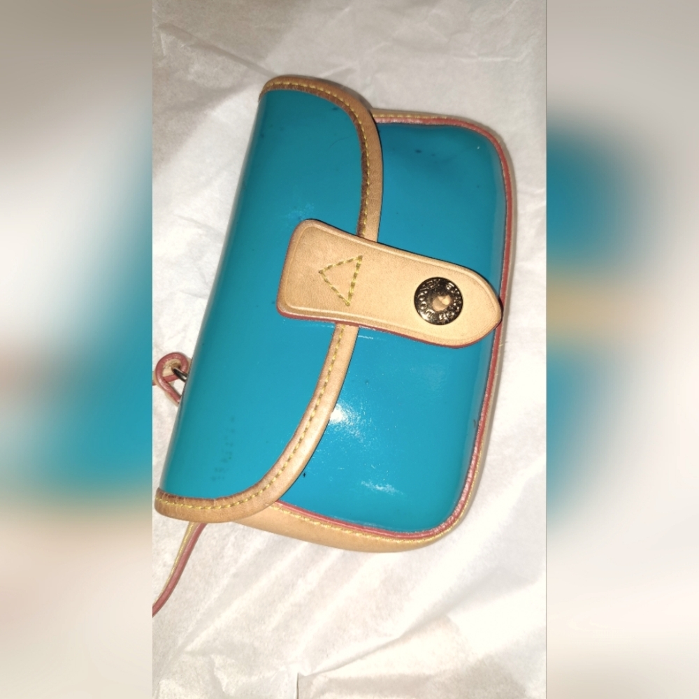 Dooney Bourke Teal Green and Tan Women's Wristlet, Clutch. Patent. CLOSING SALE - Picture 5 of 14